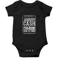 Johnny Cash Cash At Folsom Prison Distressed Baby Onesie