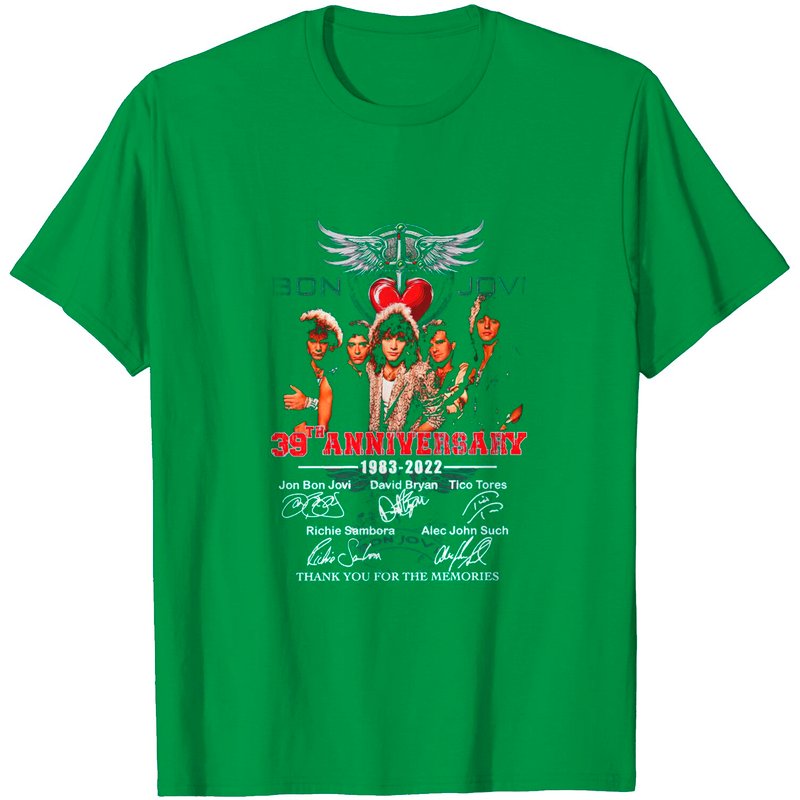 Bon Jovi 39th Anniversary 1983-2022 Signature T-Shirt for Men — Mens T Shirts