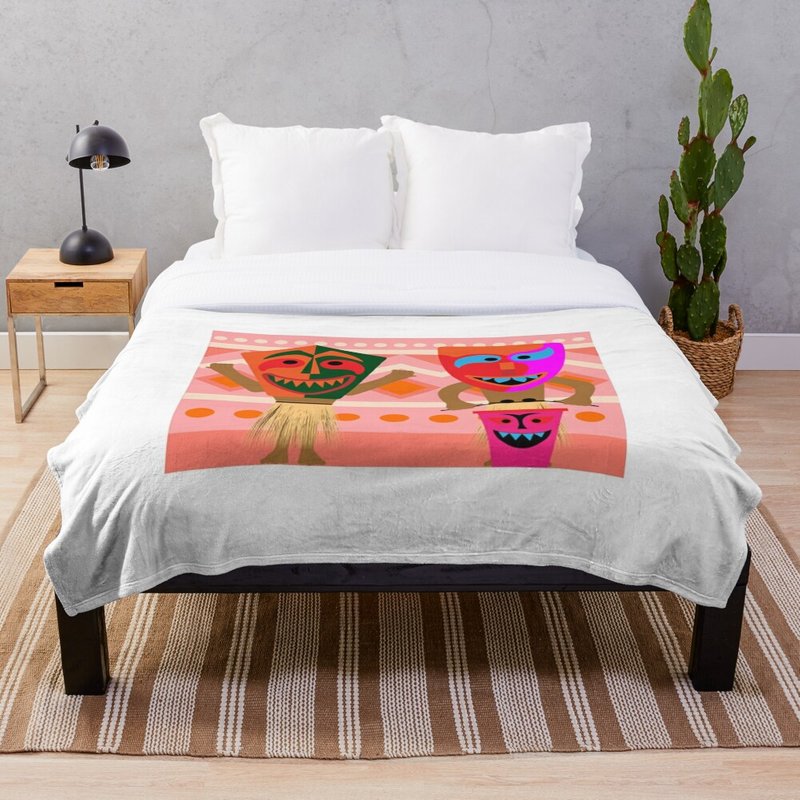 Its A Small World Tiki Guys Throw Blanket — Throw Blankets