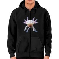 Hoodies Zippés Axolotl Unisexe en Noir — Sweats à capuche pour hommes