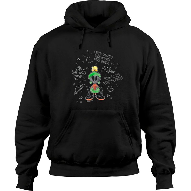 Hoodies Marvin The Martian Moon Back T pour Unisexe Noir — Sweats à capuche pour hommes