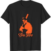 T-shirt essentiel à motif pochoir orange Say Hey Willie Mays pour hommes — T-shirts pour hommes