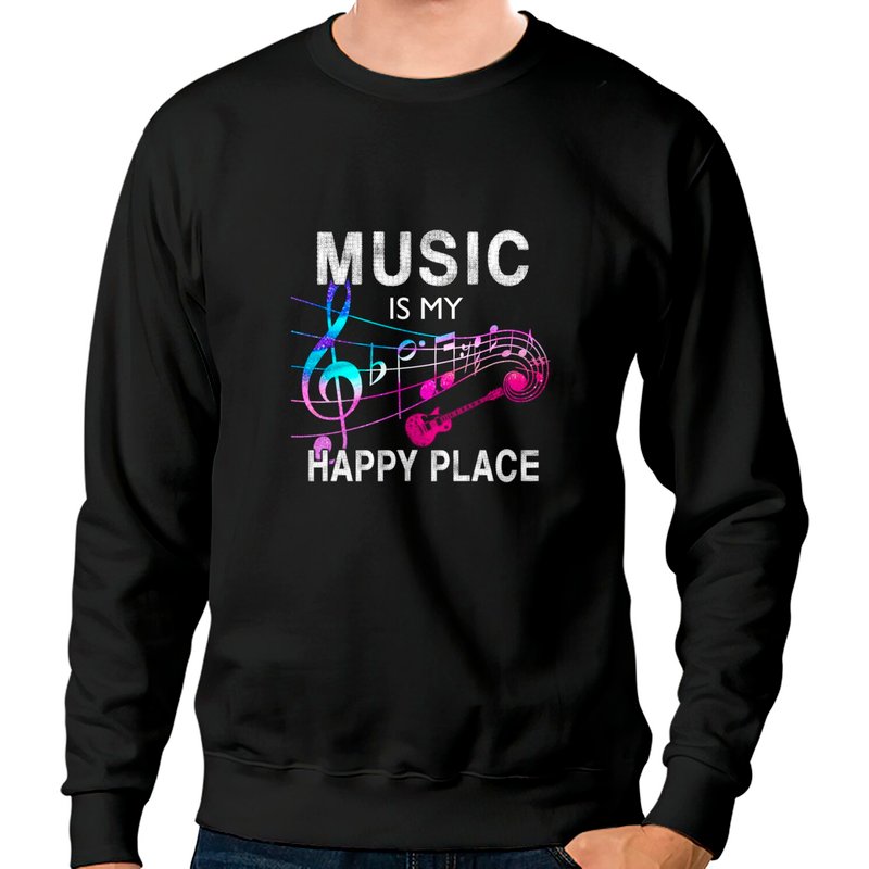 Sweat-shirt de Musique 'La Musique Est Mon Endroit Heureux' Unisexe — Sweats à capuche pour hommes
