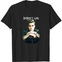 Justin Bieber Bieber's Girl Black Juniors Babydoll T-Shirt for Men