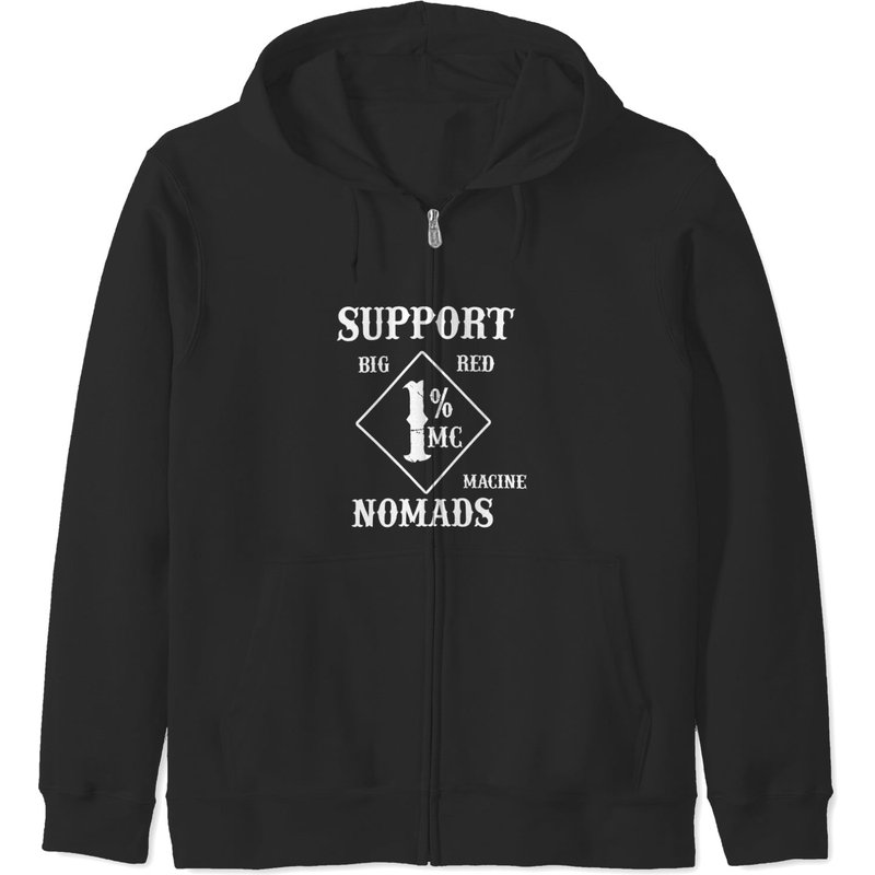 Hoodie zippé Support Big Red Macine Nomads pour unisexe noir — Sweats à capuche pour hommes
