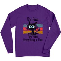 Cat Lovers Long Sleeve T-Shirt - Everything Is Fine