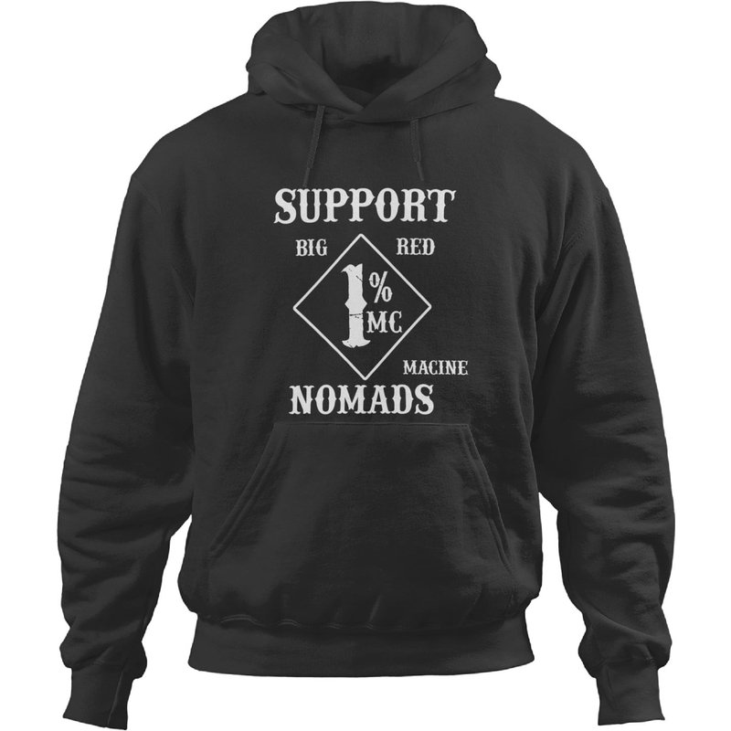 Hoodies Support Big Red Macine Nomads pour unisex en noir — Sweats à capuche pour hommes