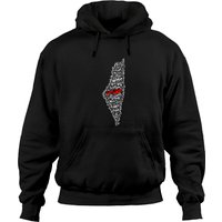 Palestinian Map Calligraphy Unisex Black Hoodie