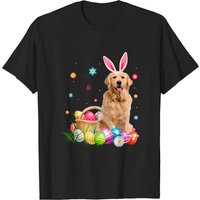 T-shirt Homme Joyeuses Pâques Golden Retriever avec Oreilles de Lapin — T-shirts pour hommes