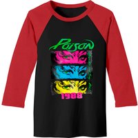 T-shirt Baseball Poison Rock Band 1988 Open Up and Say Ahh Néon — T-shirts pour hommes