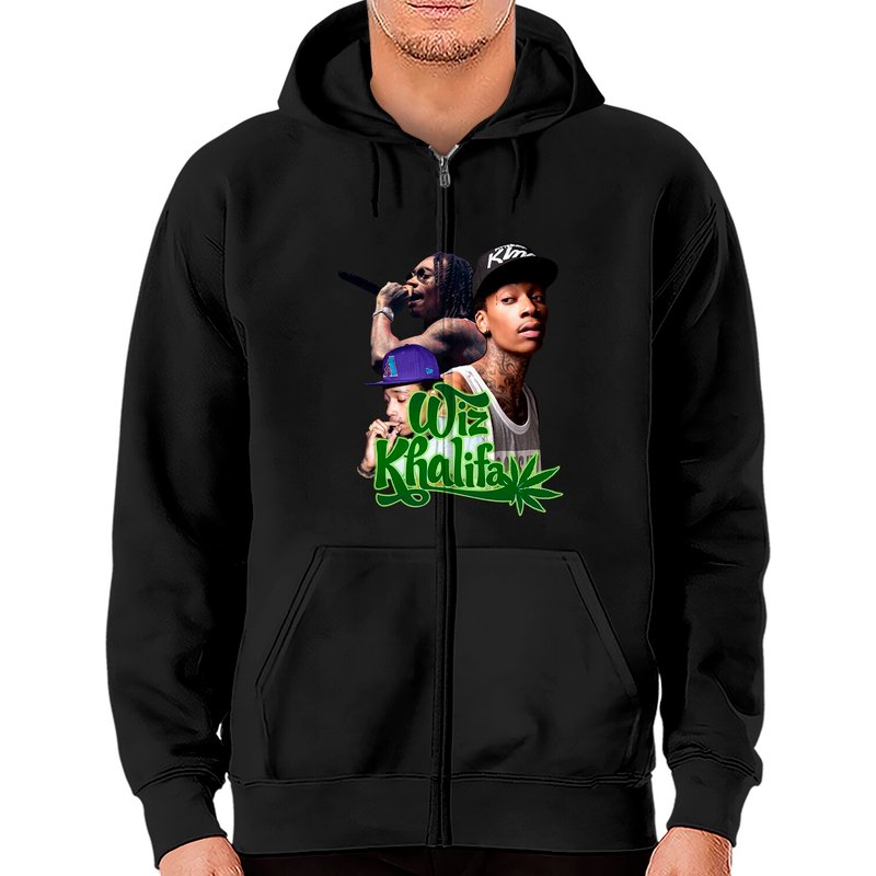 Hoodie zippé unisexe Wiz Khalifa en noir — Sweats à capuche pour hommes