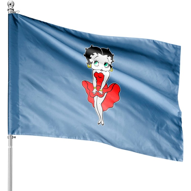 Drapeau de Maison Vintage Betty Boop avec Design de Robe Soufflante — Drapeaux décoratifs