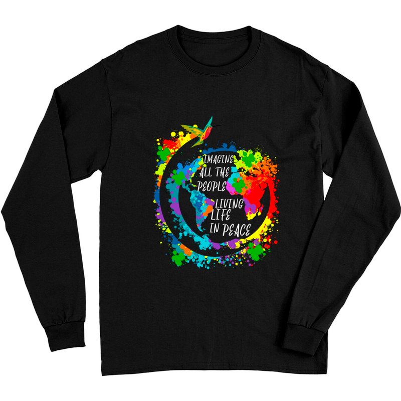 Imagine All The People Living Life In Peace Hummin Long Sleeves — Mens T Shirts