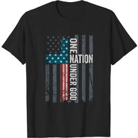 T-shirt Patriote One Nation Under God avec Croix du Canada pour Hommes — T-shirts pour hommes