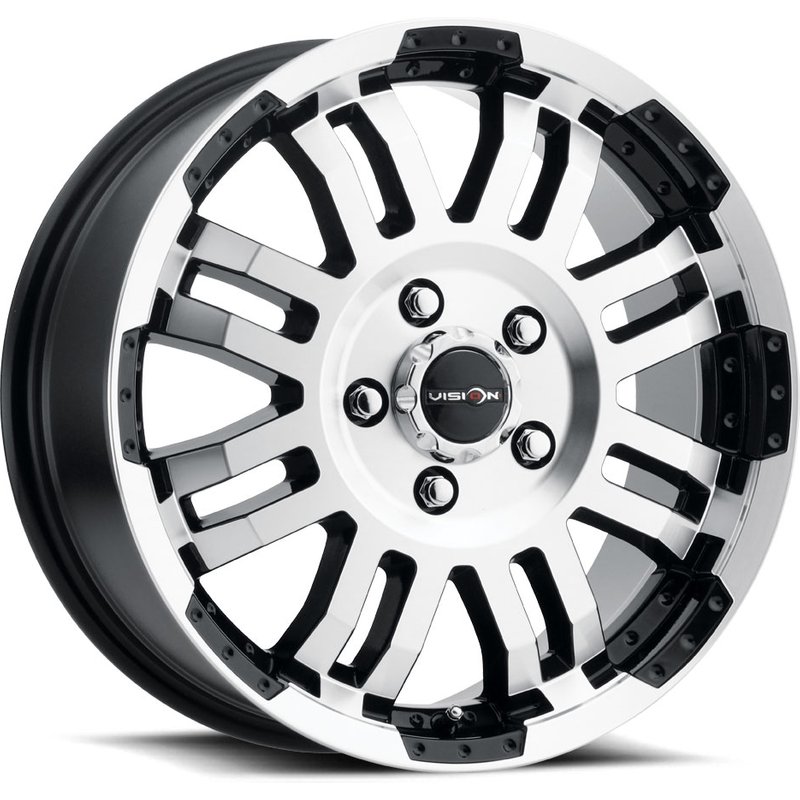 Roues Vision Off Road 375 Warrior Van Noir Brillant Usiné — Roues et jantes