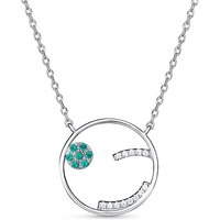 925 Sterling Silver Cubic Zirconia Circle Pendant Necklace — Pendant Necklace