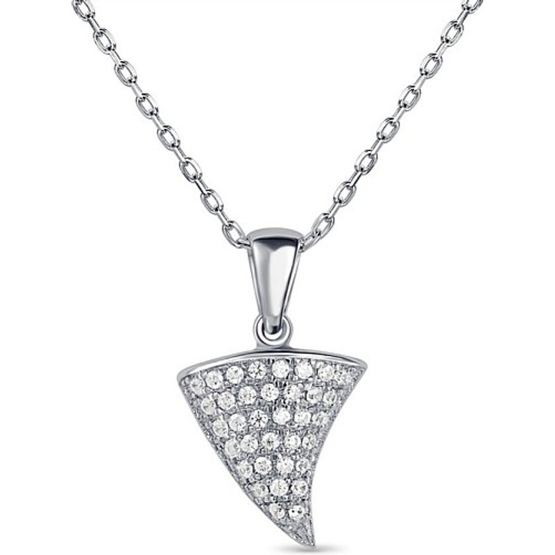 925 Sterling Silver Triangular Geometry Pendant Necklace, 17 inch — Pendant Necklace