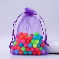 Rectangle Organza Drawstring Bags, Dark Violet, 9x7 cm