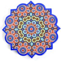 Porcelain Cup Mats with Anti-slip Cork Bottom and Mandala Pattern