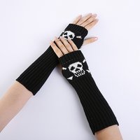 Gants sans doigts en fibre de polyacrylonitrile avec motif de crâne