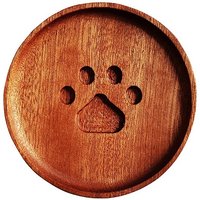 Sandalwood Cup Mats with Tray and Carved Bear Paw Print
