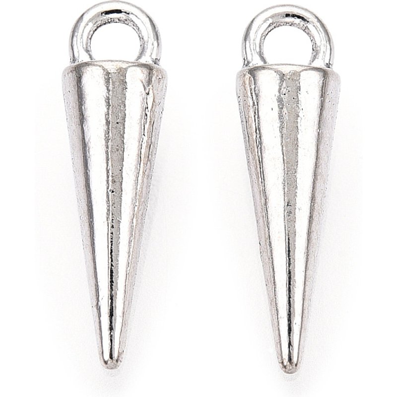 Charmes en alliage en forme de cône en argent, 16x4mm — Breloques et pendentifs