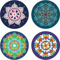 Dessous de verre en caoutchouc, motif mandala, rond, 120mm, 4pcs/set — Gadgets de cuisine