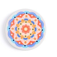 Porcelain Cup Mats Mandala Pattern Coaster, 90mm