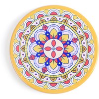 Porcelain Cup Mats Mandala Pattern Coaster, Gold, 90mm