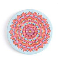 Porcelain Cup Mats Mandala Pattern Coaster Light Blue 90mm