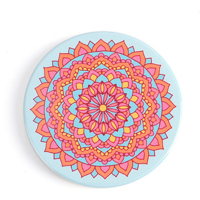 Dessous de verre en porcelaine motif mandala bleu clair 90mm — Gadgets de cuisine