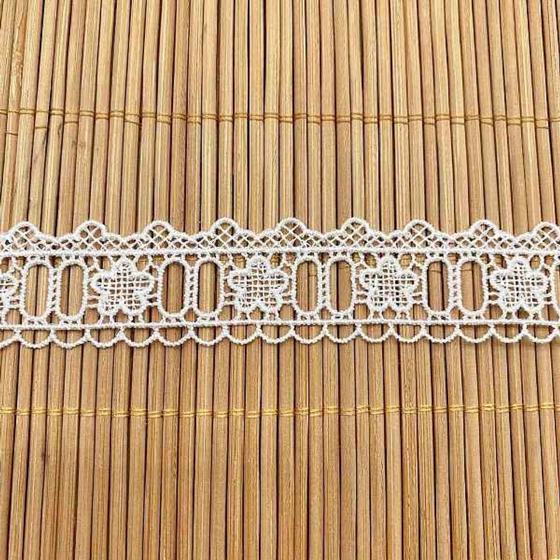 Ruban en Dentelle de Polyester pour Couture et Projets Créatifs, Blanc