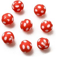 Perles en silicone rouge avec motif de points en vagues, 15mm