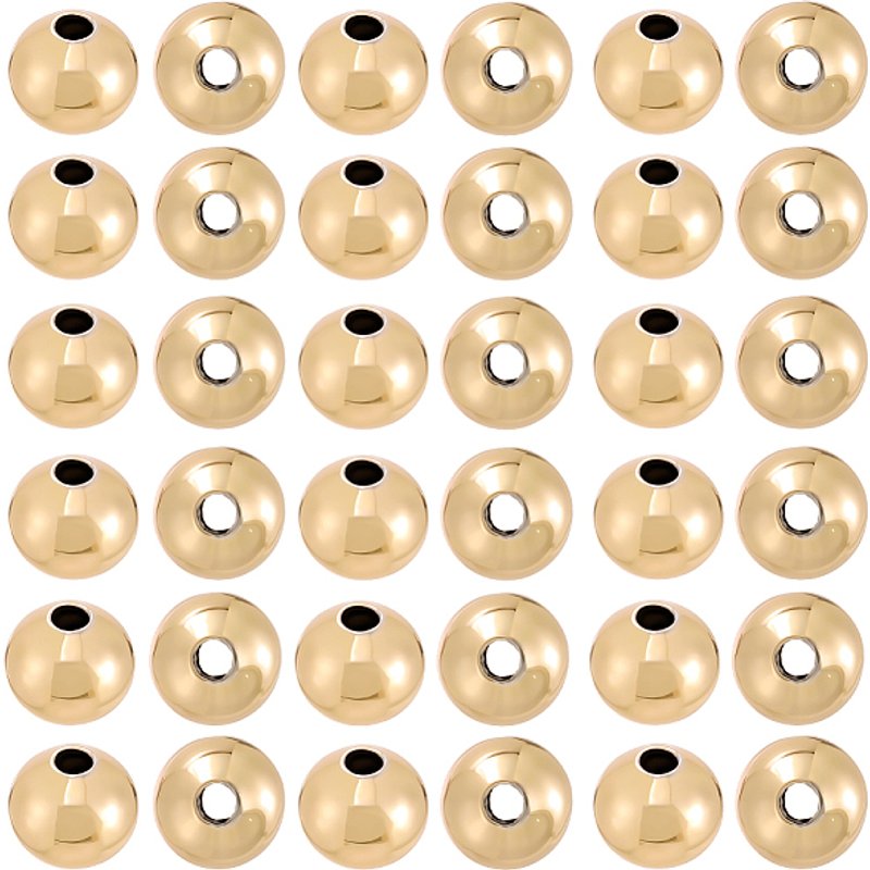 Beebeecraft 300Pcs Perles Espacées Ronde 6mm en Or 18K