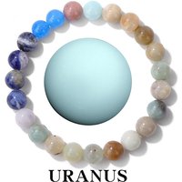 Planet Theme Jewelry Mixed Gemstone Beaded Stretch Bracelet - Uranus