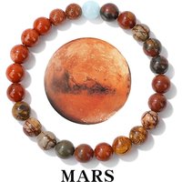 Bracelet extensible en pierres mélangées, thème planétaire, Mars — Bracelet Femme
