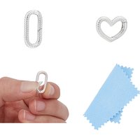 925 Sterling Silver Spring Gate Rings, Grooved Heart/Oval, 2 Pcs — Jewelry Findings