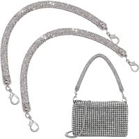 2Pcs Alloy Crystal Rhinestone Bag Handles for Replacement Accessories
