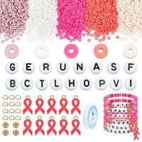 DIY Acrylic Beads and Awareness Ribbon Pendant Bracelet Kits