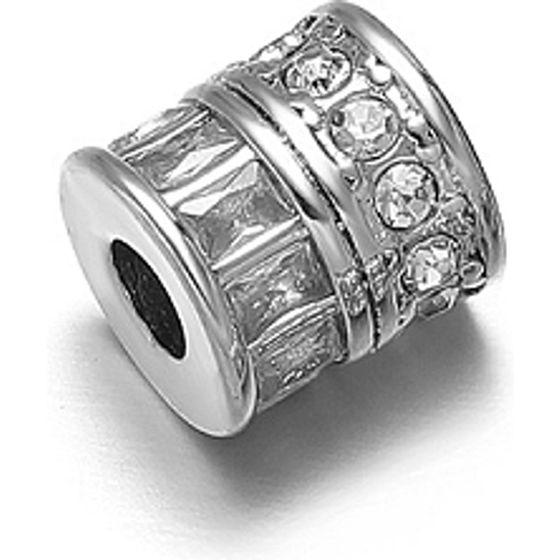 Perles en zircon cubique clair micro pavé en acier inoxydable — Perles à bijoux