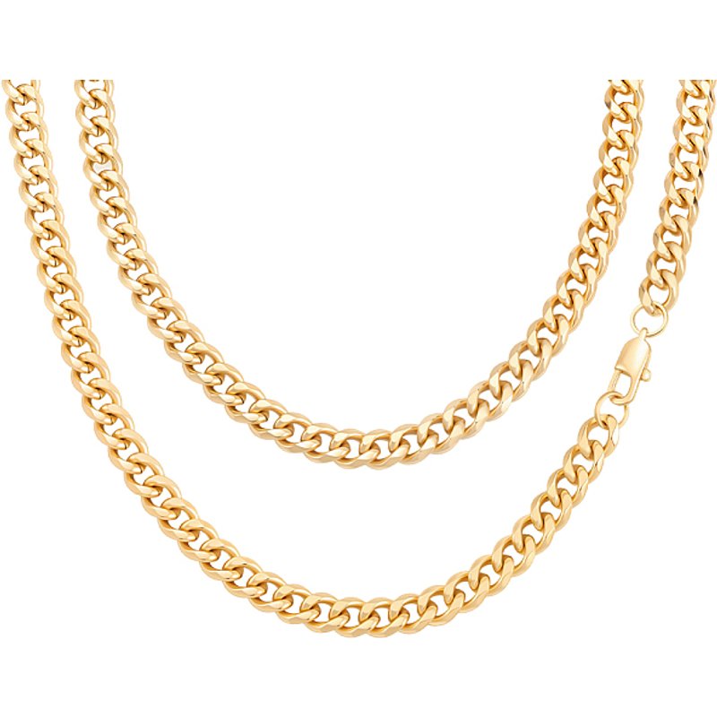 Colliers en chaîne cubains en acier inoxydable de 7 mm pour femmes et hommes — Collier pendentif