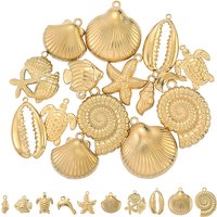 Sunnyclue 20 pièces 10 styles de charms plaqués or 18k océan — Breloques et pendentifs