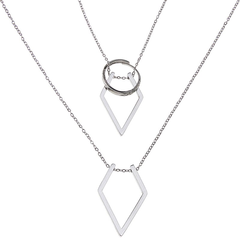 Collier Pendentif Rhombus en Acier Inoxydable pour Femmes avec Pochette en Velours — Collier pendentif