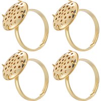 Beebeecraft 12 Ensembles de Trouvailles de Bagues Ajustables Plaquées Or 18K