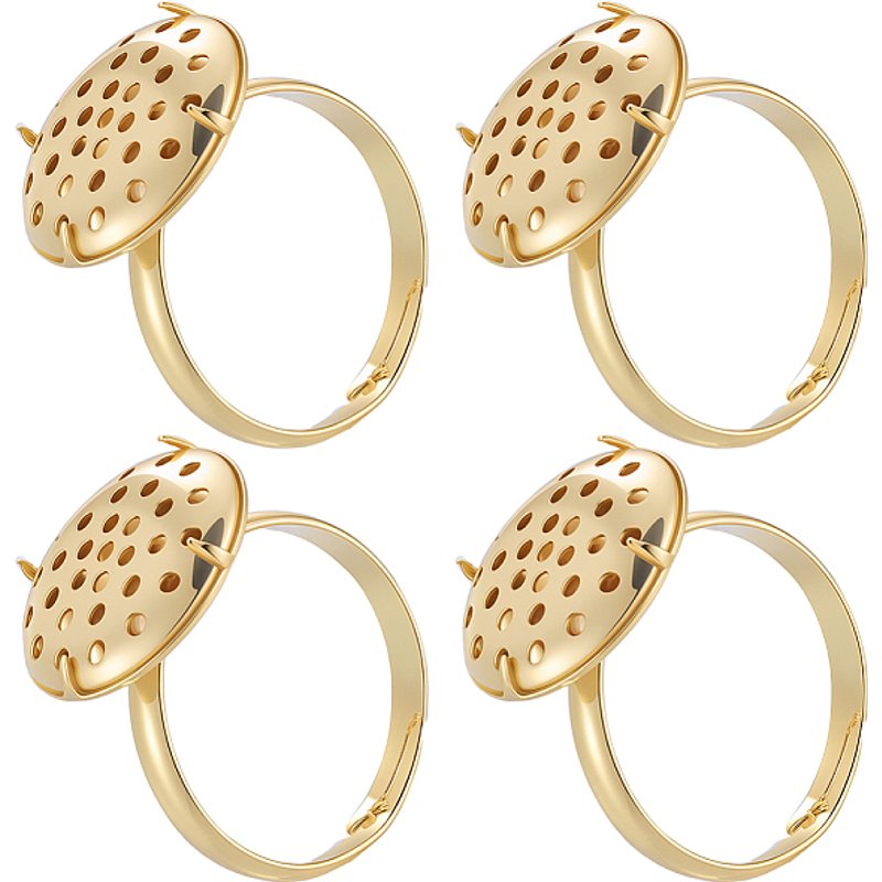 Beebeecraft 12 Sets Adjustable Ring Findings 18K Gold Plated — Jewelry Findings