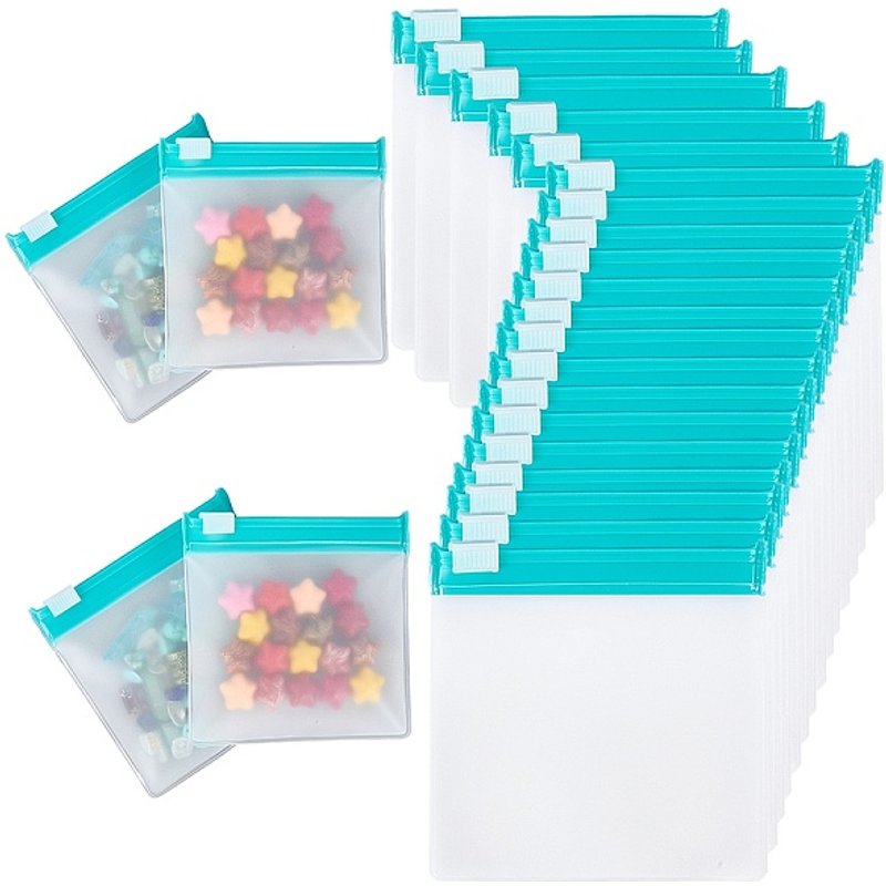 EVA 40Pcs Medium Square Plastic Zip-lock Bags in Turquoise — Jewelry Display & Storage