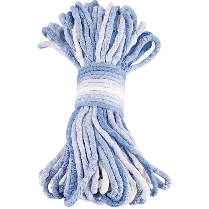 Corde en Coton de Couleur Dégradée pour Artisanat, Bleu de Maïs, 3.5mm — Chaînes, fils et cordons