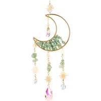 Alloy and Natural Gemstone Moon Hanging Ornament Suncatcher — Wall Decor