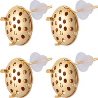 Brass Studs Earring Findings with Plastic Ear Nuts, 12 Sets — Jewelry Findings