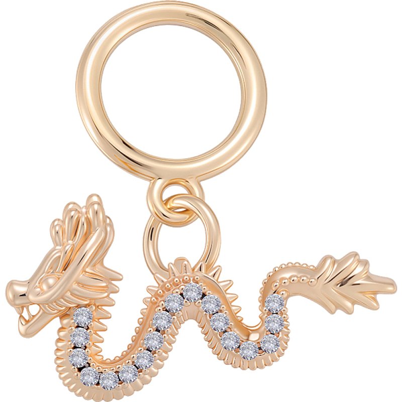 6Pcs Charms de Dragon avec Zirconia Cubique Transparent, Plaqué Or 18K — Breloques et pendentifs